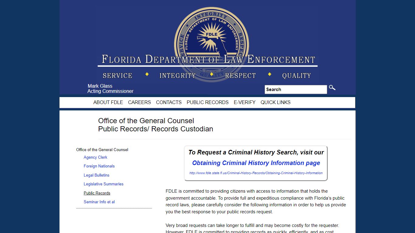 Public Records/ Records Custodian - fdle.state.fl.us